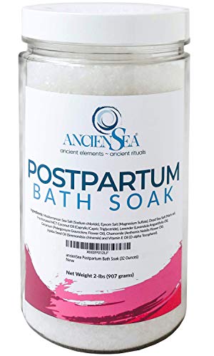 NEW Postpartum Bath Salt 32 Ounces Dead Sea Salt and Epsom Salt Plus Pure Lavender, Geranium, and Chamomile Essential Oils in Beautiful 2 Pounds Jar