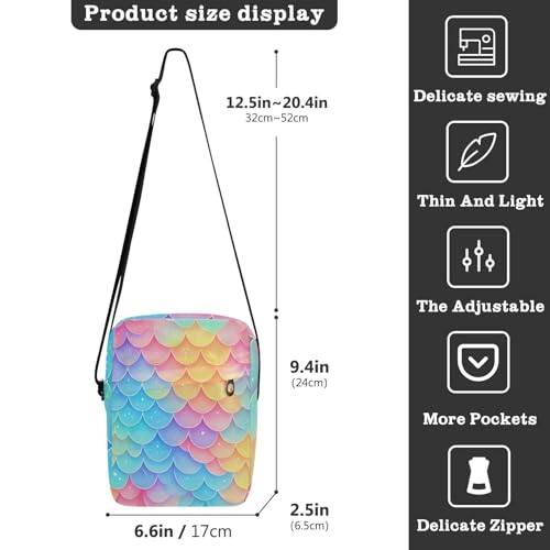Rainbow Fish Scale Colorful small messenger bag for women men shoulder bag Women's Purses Adjustable Strap for Shopping Travel3
