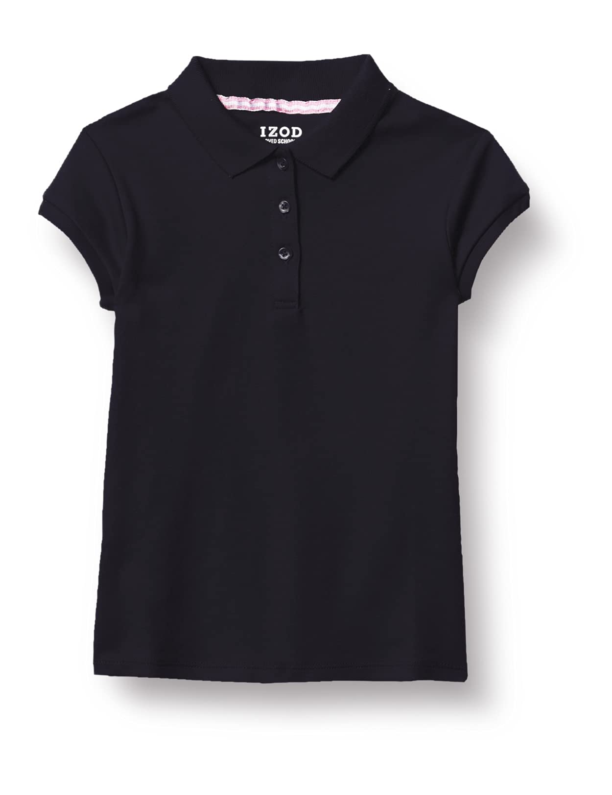 IZODGirls' School Uniform Short Sleeve Polo Shirt, Button Closure, Comfortable & Soft Interlock Fabric