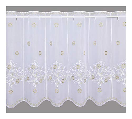 Plauener Spitze Weihnachtsdecken 23 atelier alles-Spitze Hochwertige Scheibengardine Goldener Winterzweig...