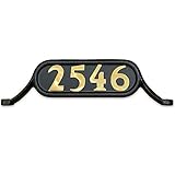 ADDRESSES OF DISTINCTION Williamsburg Style 2 Address Plate – Contemporary Plaque for House Numbers – Rust Proof Aluminum Mailbox Topper – Mounting Hardware Included (Solid Brass Numbers)