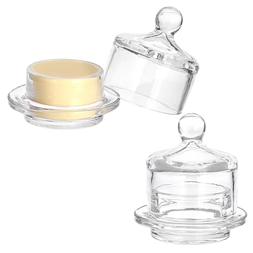 BSTKEY 2 Pack Glass Butter Dishes, Clear Small...