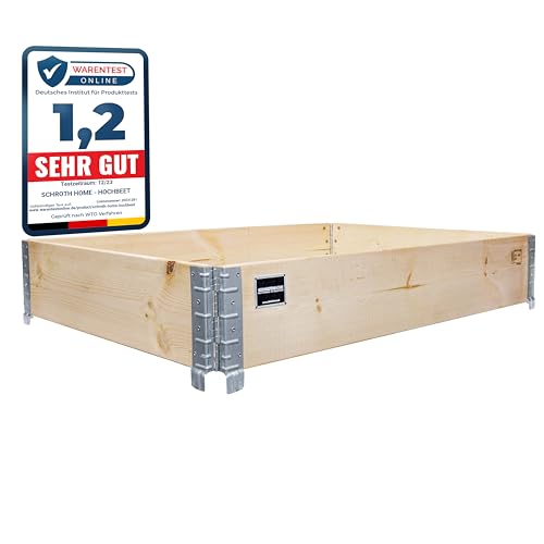 Schroth Home Hochbeet 120x80x20cm groß - rechteckig - Palettenrahmen aus Holz - Hochbeet für Garten - faltbar - steckbar & stapelbar - Aussenbereich (1x Hochbeet Rahmen)