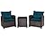 LDAILY Patio Furniture Set, 3 Pieces PE Rattan Wicker Patio Sofa Chairs with Washable Cushion & Glass Table, Outdoor Furniture Conversation Sets for Porch, Balcony, Garden, Poolside (Peacock Blue)