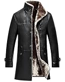 MGDIFYXAA Herren Lederjacke - Herrenbekleidung Ledermantel Winterparka Lange Plüsch Dicke Übergröße Jacken für Herren Mode Lederjacke schwarz 4XL