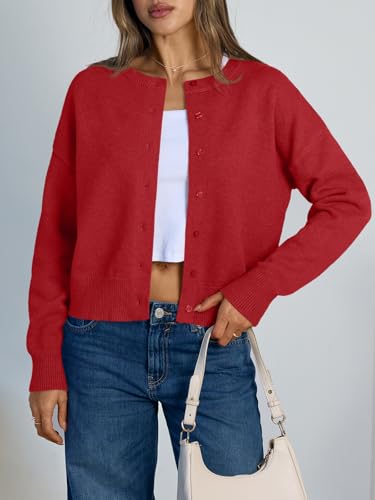 Image of Trendy Queen Cropped Cardigan Sweaters for Women Lightweight Y2k Fall Outfits Spring Fashion Clothes 2026