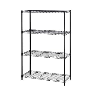 4 Tier Shelving Unit NSF Wire Shelf Metal Large Storage Shelves Heavy Duty Height Adjustable Commercial Grade Steel Utility Layer Shelf Rack Organizer 1000 LBS Capacity -14x36x54,Black