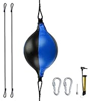 HUINING Universeller Speedball aus Leder mit doppeltem Ende, für Boxen, MMA, Muay Thai – Sandsack für Training an der Decke (Schwarz und Blau)