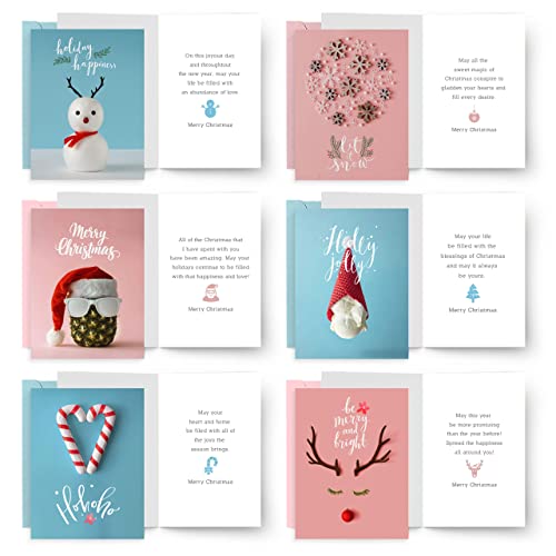24 Christmas Greeting Cards with Envelopes | 6 Assorted Designs of 4 PCs with High gloss Spot UV | 7.25 x 5.5 Inch Merry Christmas Cards with Seal Stickers For Friends , Family and loved Ones - Image 4