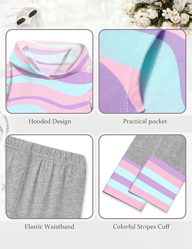 Toddler Girl Clothes Tie-Dye Stripe Color Block Toddler Girls Clothes Little Girls Kids 2pcs Outfits Hoodie Leggings
