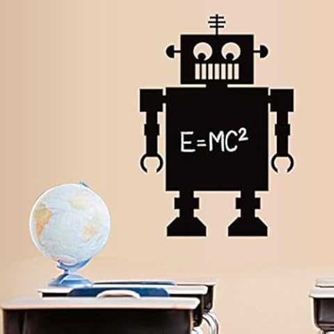 Woodland Arts Black 20 inches x 28 inches Vinyl Robot Silhouette Chalkboard Blackboard Vinyl Wall Decals Kids Removable Stickers for Kids Rooms Nursery Cover
