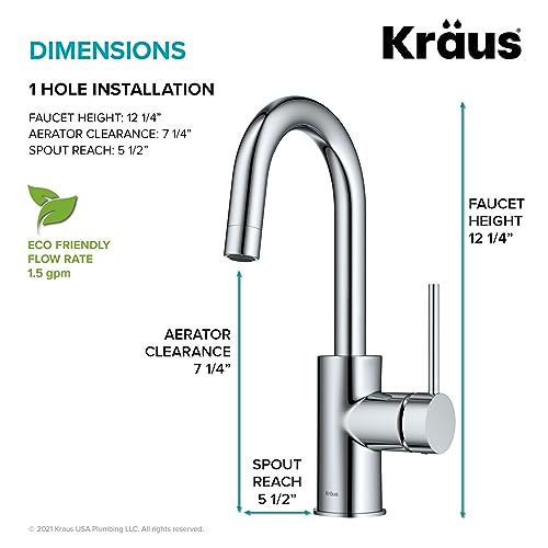 Kraus KPF-2600CH Oletto Single Handle Kitchen Bar Faucet In Chrome Finish thumb #4