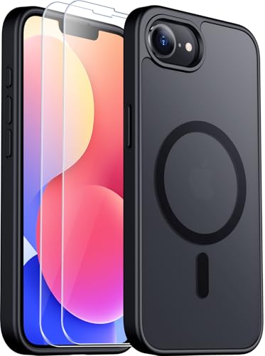 SPIDERCASE Designed for iPhone 16e Case, Magnetic Translucent Matte Case with 2Pcs Tempered Glass Screen Protectors Phone Case for iPhone 16e 6.1