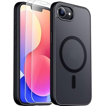 SPIDERCASE Capa projetada para iPhone 16e, capa fosca translúcida magnética com 2 peças de protetor de tela de vidro temperado antiimpressões digitais, capa fina para iPhone 16E 2025 de 6,1 polegadas,