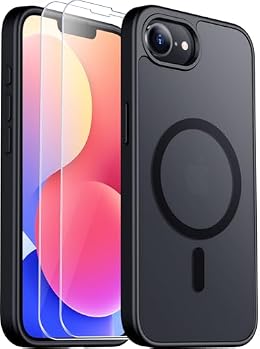 SPIDERCASE for iPhone 16e Case/iPhone 17e Case, Magnetic Translucent Matte Case with 2PCS Tempered Glass Screen Protector Slim Phone Case for iPhone 16e/17e 6.1'', Black