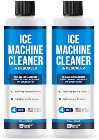 Essential Values 2-Pack Ice Machine Cleaner and Descaler 16 fl oz, Nickel Safe Descaler | Ice Maker Cleaner Compatible with All Major Brands (Scotsman, KitchenAid) Manufactured in USA