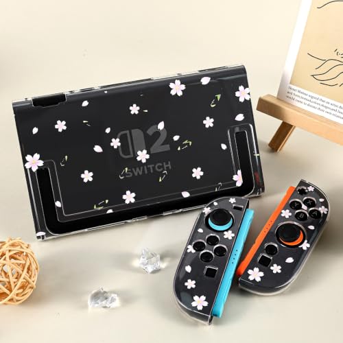 DLseego Pink Cherry Blossom Clear Protective Case for Nintendo Switch 2 (2025), Hard PC Shell + Soft TPU Split Joy-Handle Covers, with Kickstand Cutout, Anti-Slip Shockproof Dockable Design by DLseego - Used condition - Image 7