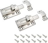 Lot de 3 verrous de porte coulissants en acier inoxydable avec 18 vis 7,6 cm - Petit verro...