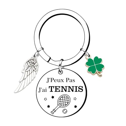GUOYU - GOUYU Porte-clés « J'peux pas, j'ai tennis» avec acier inoxydable et breloque balle –idéal cadeau pour tennisman - création