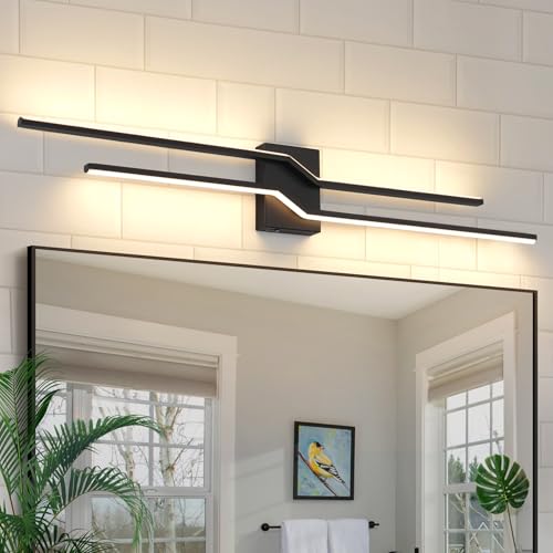 Image of 39.4 Inch Vanity Light for Bathroom Lighting Fixtures Over Mirror Black Dimmable 5CCT Vanity Lighting Fixture Modern Bath Vanity Lights Bar Wall Sconces