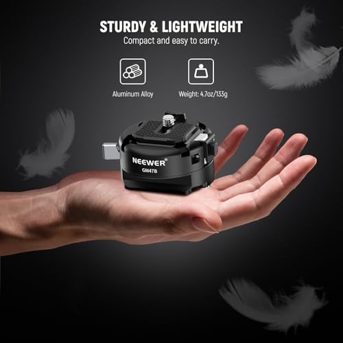 NEEWER GM47B Kit Placa Liberación Rápida, Anti Giro Auto Bloqueo Cuadrado QR Adaptador Trípode & Clamp Base Compatible con Arca Swiss dji Ronin RS 4 Pro RS 3 RS 2 Peak Design Capture V3 Camera Clip - imagen 7
