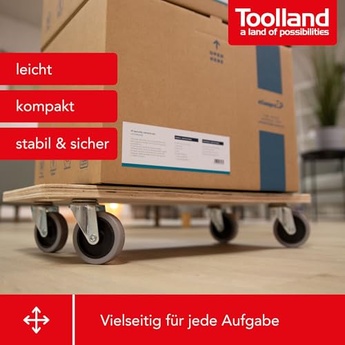 TOOLLAND - QT106 Sperrholz Transport-Roller, 150 kg Maximal Tragkraft, 56 cm Länge x 30 cm Breite 175678