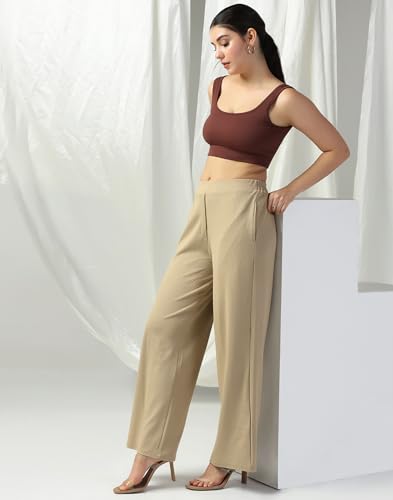 Image of Selvia Women's Lycra Straight Korean Style Trouser, Regular Fit Casual Pants