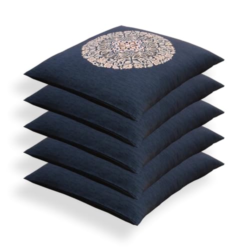 座布団カバー 55x59 5枚セット 座布団カバー 55 59 銘仙判 55×59cm 5枚セット 5枚組 日本製 紋 紺 和風