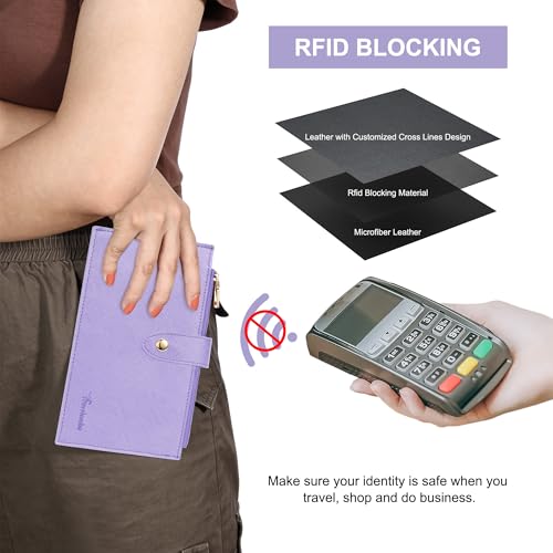 Travelambo RFID Wallet Women Large Size Bifold Multi Card Wallet Case with Zipper Pocke Credit Card Holder for Women - Thumbnail 4