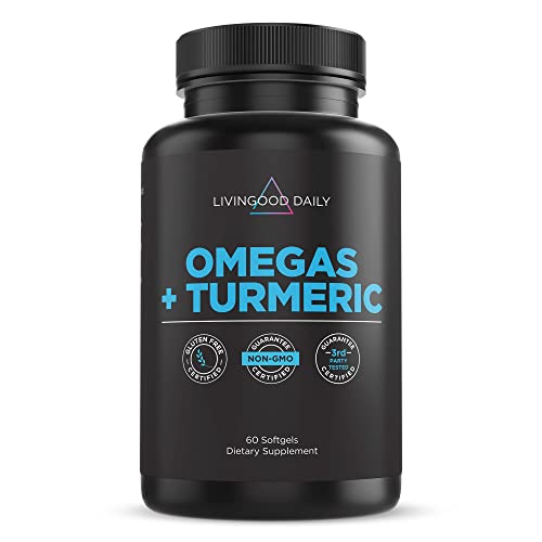 Livingood Daily Omega 3 6 7 9 Plus Turmeric Curcumin - Essential Fatty Acids Omega 3 6 9 And Omega 7 - Omega 3 Fish Oil (Epa & Dha) - Heart Health And Joint Pain Relief Supplements - 60 Softgels #TOP3