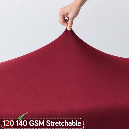 Image of HOKIPO 'SereneSolids' 140 GSM Dining Bench Cover Stretchable Slipcover, Burgundy (AR-6245-BRGN)
