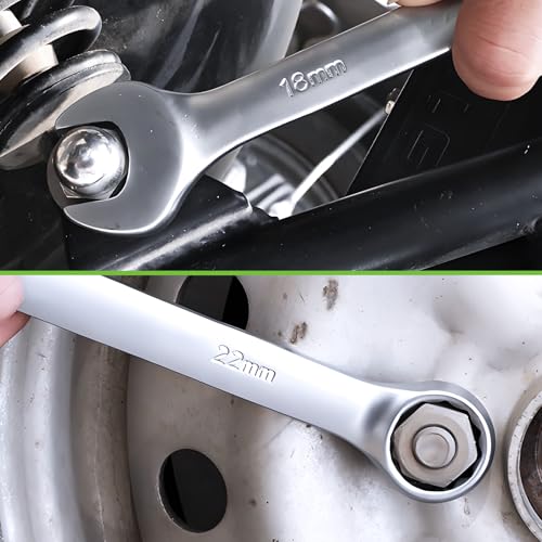 Image of Der Erwachte 30pc Combo Wrench Set SAE Metric 1 /4-1 8-22mm Storage Pouch | Made of durable Cr-V steel, dual open & box ends, sturdy build, for automotive maintenance and household repair
