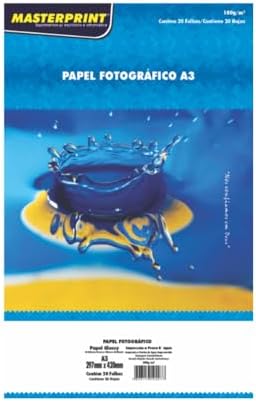 Papel Fotografico Inkjet A3 180g - Pacote com 20, Masterprint, 30...