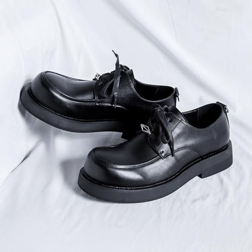 Men's Classic Round Toe Dress Shoes Lace-Up Oxfords Comfortable British Style Business Leather Shoes4