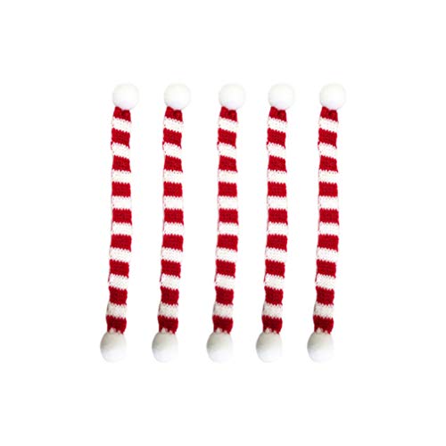 5pcs Red White Stripe Knitted Scarves Christmas Pet Scarf Xmas Tree Hanging Ornaments Mini Christmas Knit Scarf Mini Christmas Scarf DIY Crafts Doll Supplies Small Scarf Winter