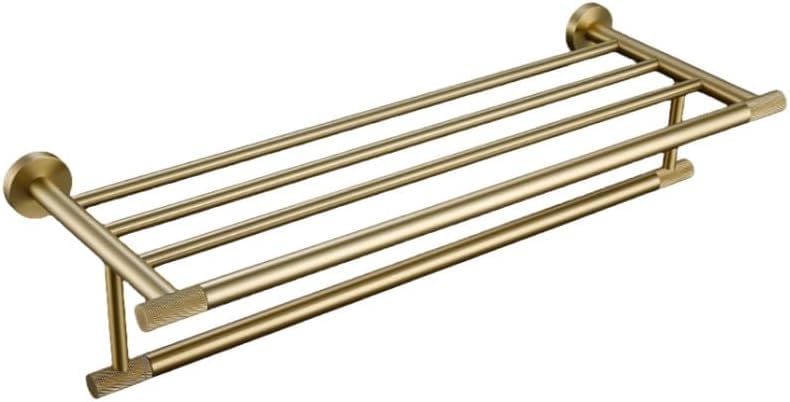 Porte-serviettes or brossé 60 cm et étagère accessoires de salle de bain
