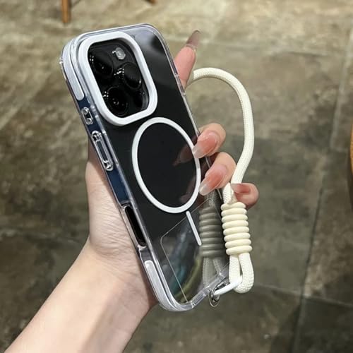 Coque antichoc iPhone 15 Pro magnétique transparente et sa dragonne