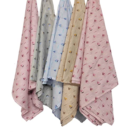 Image of Trance Home Linen Super Ultra Soft 100% Cotton Baby Wrapper | New Born Swaddling Soft Cotton Sheets | New Born Baby Essential Swaddle Cloth | Baby Wrap Set (100x100 cm, Color Boats, Pack of 5)