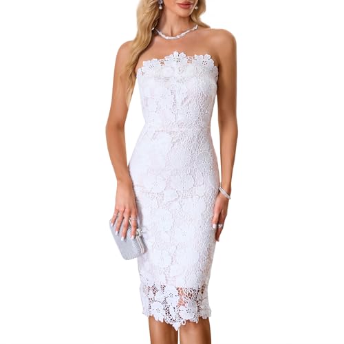 Cololura Women Elegant Floral Lace Sexy Off Shoulder Evening Gown Party Cocktail Bodycon Midi Dress