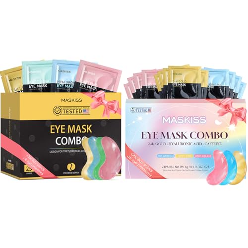 Maskiss 4 in 1 Under Eye Patches & 3 in 1 Eye Masks Gift Set, Collagen Eye Patches for Dark Circles Undereye Bags Wrinkles and Puffiness, Skin Care Gift for Her