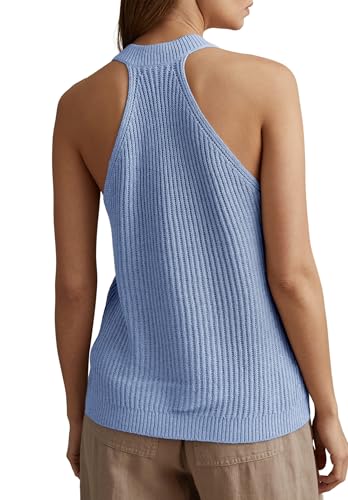 Image of Womens Button-Front Sweater Vest Top V Neck Sleeveless Knit Tank Fitted Halter Raceback Cardigan Vest