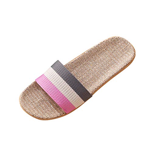 Stripe Linen Sweat-Absorbent Lounging Slides