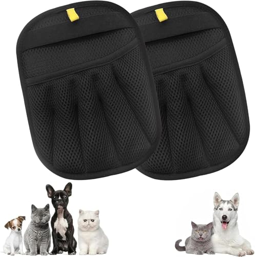 Lot de 2 Gant Poils Animaux Double Face Réutilisable – Gant Poil Chat & Chien, Gant de Toilettage pour Chat et Chien, Ramasse Poils Animaux, Gant Pour...