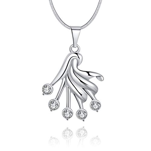 Pendant argenté pour les femmes en forme de fans bijou collier géométrique