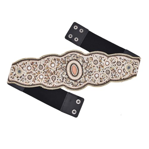 Mr.Fashion The wide waist belt with ethnic style and neutral elastic waistband is a must-have for photo performances