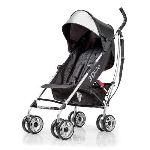 3Dlite Convenience Stroller, Black – Lightweight Stroller with Aluminum Frame, Large Seat Area, 4 Position Recline, Extra Large Storage Basket – Infant Stroller for Travel and More