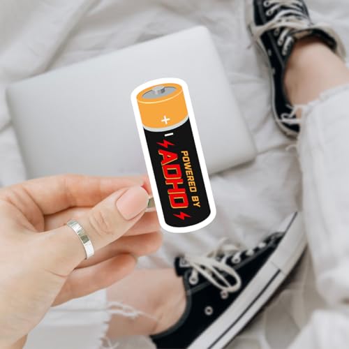 Image of 3 Pcs ADHD Battery Sticker, ADHD Stickers Funny, Stickers for Adults Dark Humor, ADHD Awareness Sticker- Vinyl Stickers for Water Bottles Laptop Car Hart Hat Helmet 3 Inches