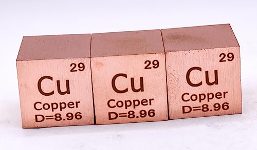 Image of 1 inch 25.4mm Copper Metal Cube Cu up to 99.9% Pure Periodic Table Element Engraved Density Collection Science Education Display Block Cube + Acrylic Case Box - 1PC