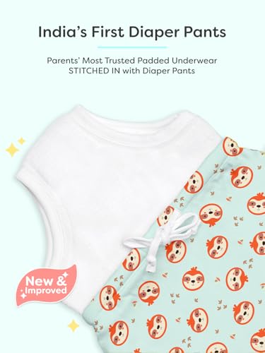 Image of superbottoms Diaper Pants | Cotton Baby Cotton Pants with Attached Padded Underwear | Ideal for Diaper-Free Time, Outings & Potty Training | Unisex | Soft Fit