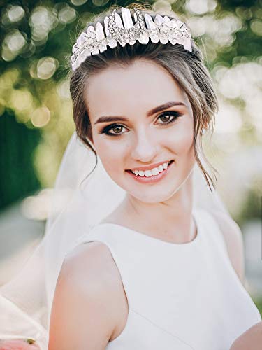 Zivyes White Goddess Crown Crystal Tiara Rhinestone Wedding Birthday Mermaid Crowns And Tiaras For Women #TOP1